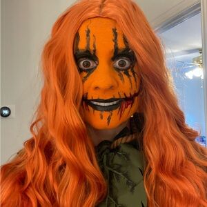 Vibrant Orange Wavy soft Hair Wig * Halloween